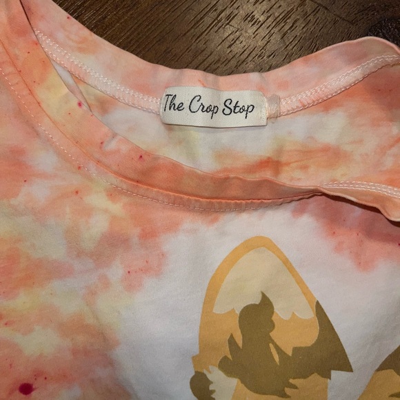 The Crop Stop Corgi White, Yellow Orange Tie Dye Crop Short Sleeve Top Size XS/S - Picture 11 of 11